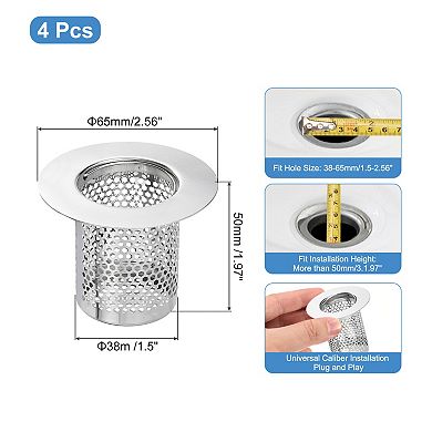 4 Pack Shower Drain Strainer, 2"x2.6" Stainless Steel Floor Drain Strainer Deep Sink Hair Catcher