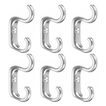 Wall Hooks, 6 pc - Zinc Alloy Double Prong Retro Hook, Mini Small Hooks for Hanging Clothes