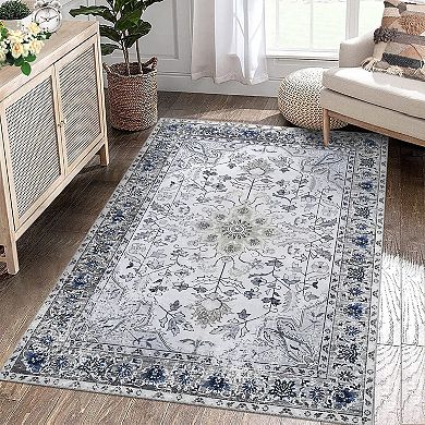Garvee Washable Traditional Floral Indoor Rectangle Area & Throw Rug