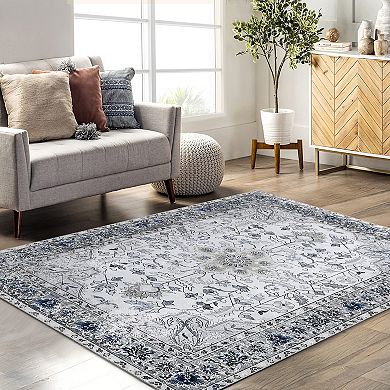 Garvee Washable Traditional Floral Indoor Rectangle Area & Throw Rug