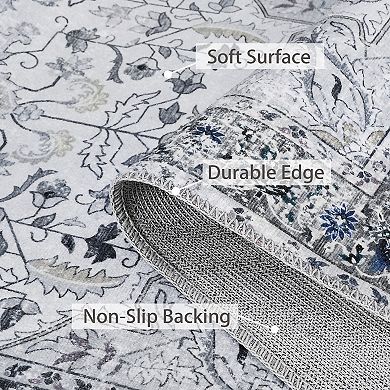 Garvee Washable Traditional Floral Indoor Rectangle Area & Throw Rug