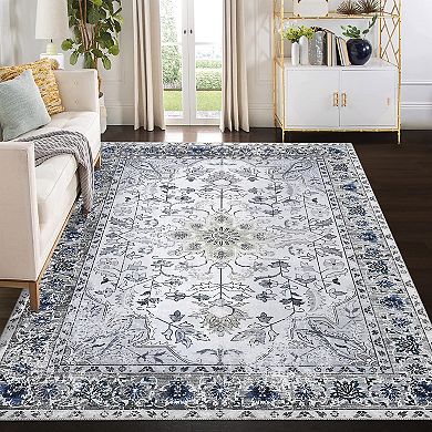 Garvee Washable Traditional Floral Indoor Rectangle Area & Throw Rug