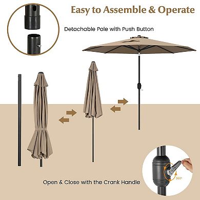 Mondawe 9 FT Outdoor Market Patio Table Umbrella Push Button Tilt Crank Lift