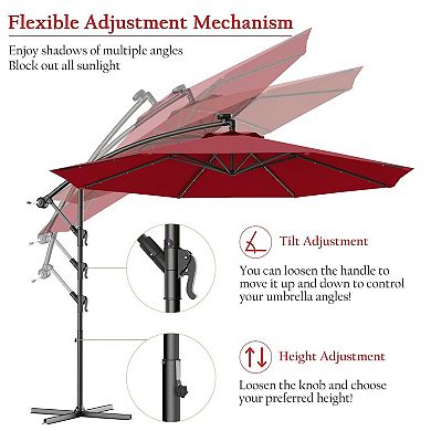Mondawe 10 Feet Patio Umbrella with Crank and Solar LED Lights
