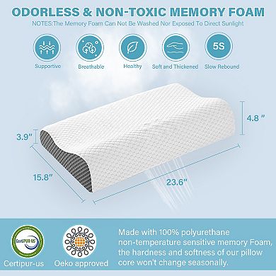SERWALL Set of 2 Cooling Memory Foam Ergonomic Cervical Contour Pillows