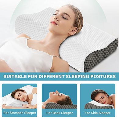 SERWALL Set of 2 Cooling Memory Foam Ergonomic Cervical Contour Pillows