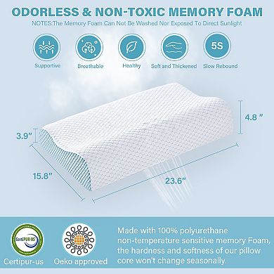 CLICKBIN Set of 2 Cooling Memory Foam Ergonomic Cervical Contour Pillows