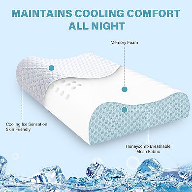 CLICKBIN Set of 2 Cooling Memory Foam Ergonomic Cervical Contour Pillows