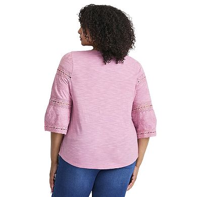 Avenue Women's Plus Size Eyelet Trim Tee