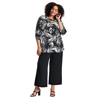 Avenue Women's Plus Size Knot Front Keyhole Top