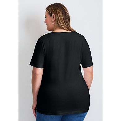 Avenue Women's Plus Size Lacing Detail Tunic Tee