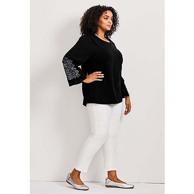 Avenue Women's Plus Size Novelty Bell Sleeve Top