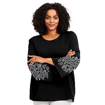 Avenue Women's Plus Size Novelty Bell Sleeve Top