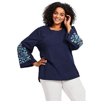 Avenue Women's Plus Size Novelty Bell Sleeve Top
