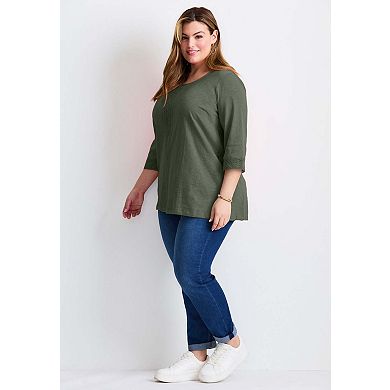 Avenue Women's Plus Size Crochet Trim Tunic
