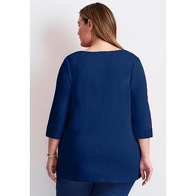Avenue Women's Plus Size Crochet Trim Tunic