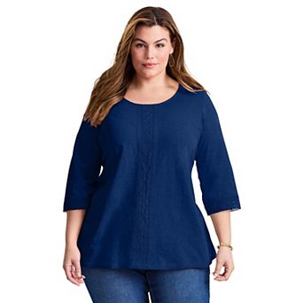 Avenue Women's Plus Size Crochet Trim Tunic