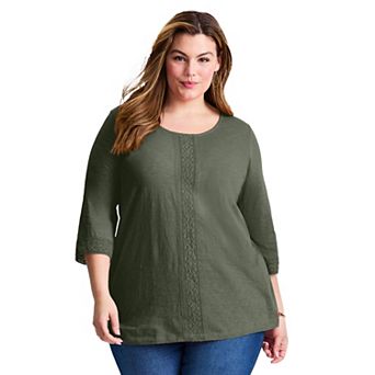 Avenue Women's Plus Size Crochet Trim Tunic
