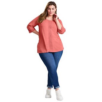 Avenue Women's Plus Size Crochet Trim Tunic