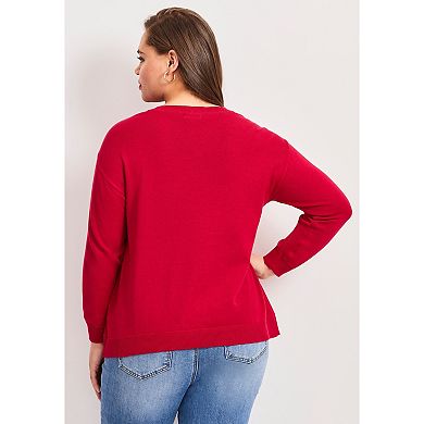 Avenue Women's Plus Size Americana Long Sleeve Crewneck