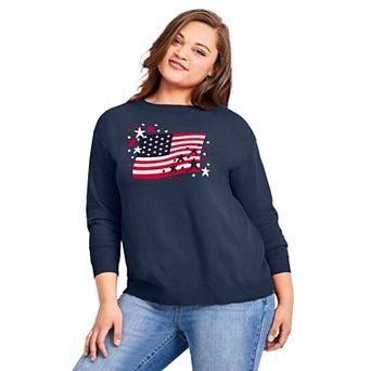 Avenue Women's Plus Size Americana Long Sleeve Crewneck