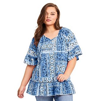 Avenue Women's Plus Size Flutter Sleeve Top