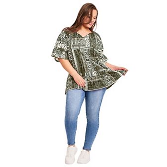 Avenue Women's Plus Size Flutter Sleeve Top