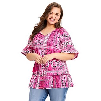 Avenue Women's Plus Size Flutter Sleeve Top