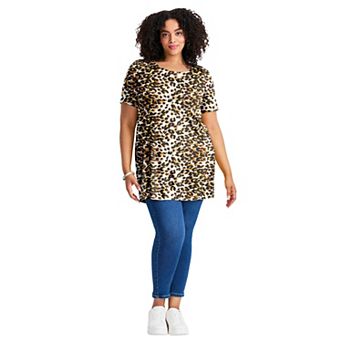 Avenue Women's Plus Size Button Detail Tunic Tee