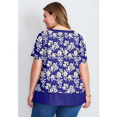 Avenue Women's Plus Size Color Block Hem Top