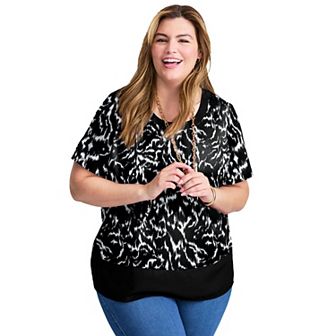 Avenue Women's Plus Size Color Block Hem Top