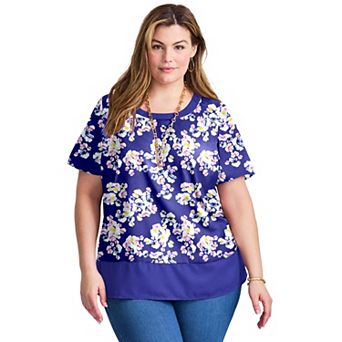 Avenue Women's Plus Size Color Block Hem Top