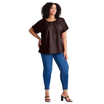 Avenue Women's Plus Size Keyhole Dolman Sleeve Blouse