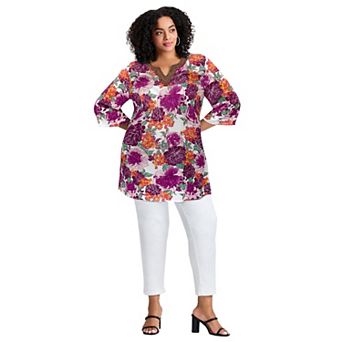 Avenue Women's Plus Size Beaded Embellishment Tunic