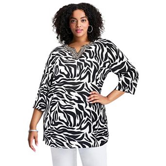 Avenue Women's Plus Size Beaded Embellishment Tunic