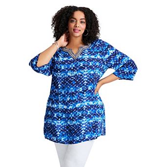 Avenue Women's Plus Size Beaded Embellishment Tunic