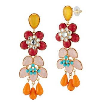 WINX Gold Tone Flower Drop Earrings