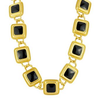 WINX Gold Plated Vintage Square Charm Necklace
