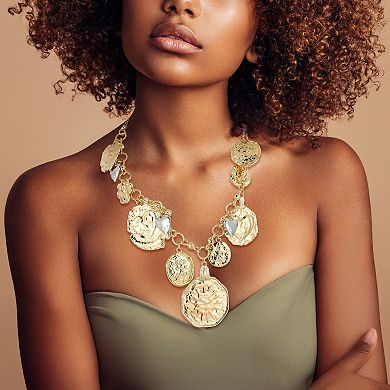 WINX Gold Tone Coin Charm Statement Necklace