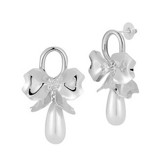 WINX Bow Pearl Post Drop Earrings