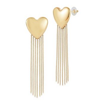 WINX Heart Tassel Post Drop Earrings