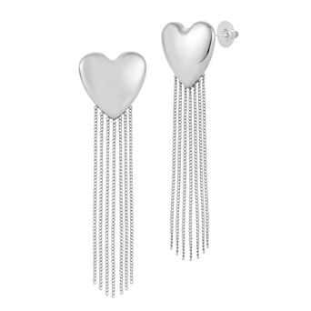 WINX Heart Tassel Post Drop Earrings
