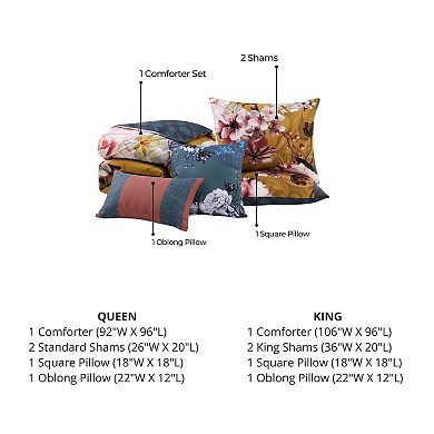 Bebejan Golden Bounty 100 % Cotton Sateen 5 Piece Reversible Comforter Set
