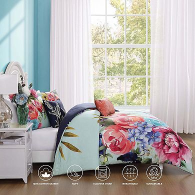 Bebejan Aqua Fiesta 100 % Cotton Sateen 5 Piece Reversible Comforter Set