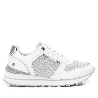 Women's Casual Sneakers By XTI, White With Silver Accent