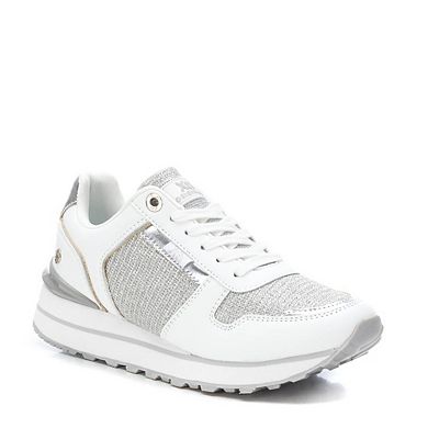 Women's Casual Sneakers By XTI, White With Silver Accent