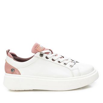 Women's Casual Sneakers By XTI, White With Pink Accent
