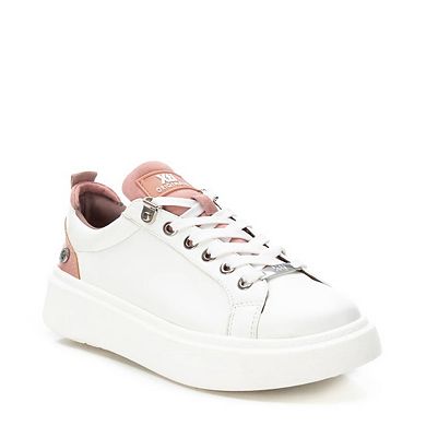 Women's Casual Sneakers By XTI, White With Pink Accent