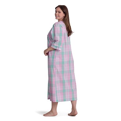 Plus Size Miss Elaine Essentials Seersucker Long Robe