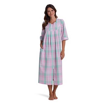 Petite Miss Elaine Essentials Seersucker Long Robe